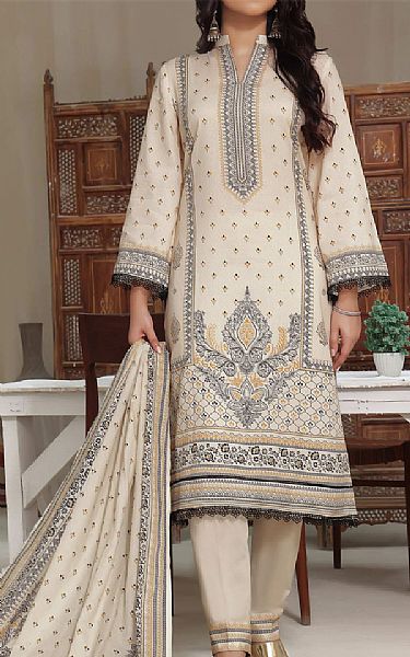 Vs Textile Off-white Cambric Suit | Pakistani Winter Dresses- Image 1
