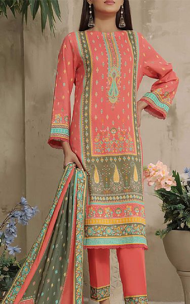 Vs Textile Coral Cambric Suit | Pakistani Winter Dresses in USA- Image 1