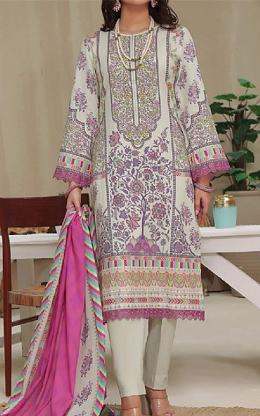 Vs Textile Lilac/Grey Cambric Suit | Pakistani Winter Dresses- Image 1