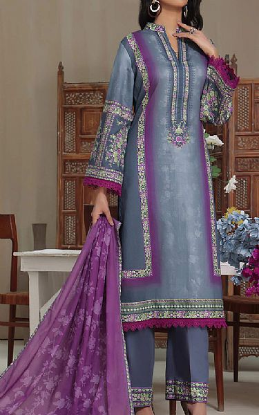 Vs Textile Storm Grey Cambric Suit | Pakistani Winter Dresses- Image 1