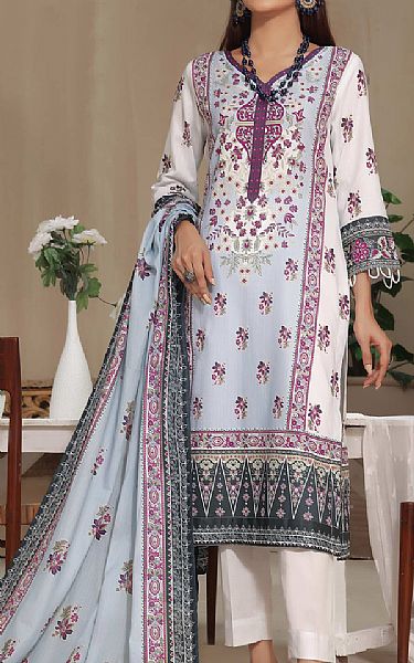 Vs Textile Off-white/Grey Cambric Suit | Pakistani Winter Dresses- Image 1