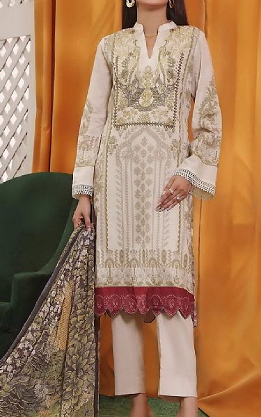 Vs Textile Off-white Lawn Suit | Pakistani Lawn Dress in USA- Image 1