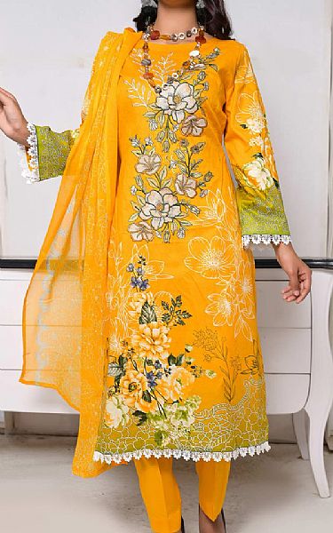 Vs Textile Mustard Lawn Suit | Pakistani Lawn Dress in USA- Image 1