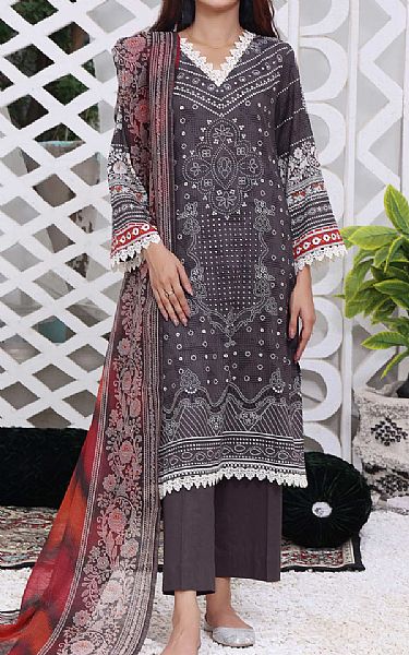 Vs Textile Charcoal Lawn Suit | Pakistani Lawn Suits- Image 1