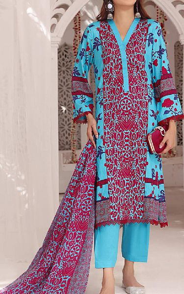 Vs Textile Turquoise Lawn Suit | Pakistani Lawn Suits- Image 1