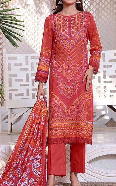 Vs Textile Pastel Red Lawn Suit | Pakistani Lawn Suits- Image 1