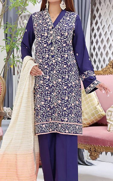 Vs Textile Royal Blue Lawn Suit | Pakistani Lawn Dress in USA- Image 1