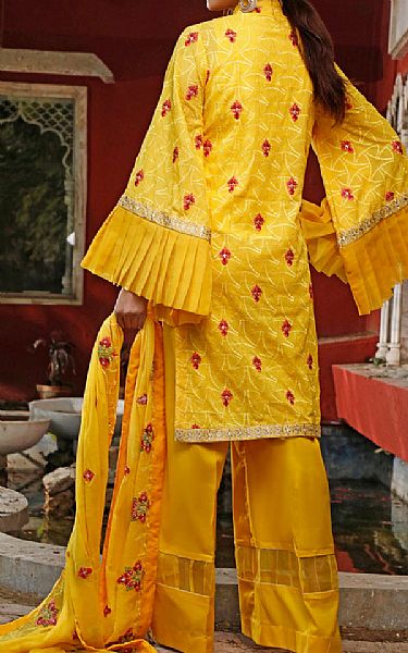 Vs Textile Mustard Swiss Voil Suit | Pakistani Lawn Suits- Image 2