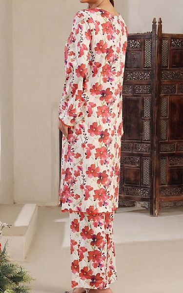 Vs Textile Ivory/Coral Cotton Suit (2 Pcs) | Pakistani Lawn Dress in USA- Image 2