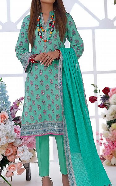 Vs Textile Sea Green Cambric Suit | Pakistani Dresses in USA- Image 1