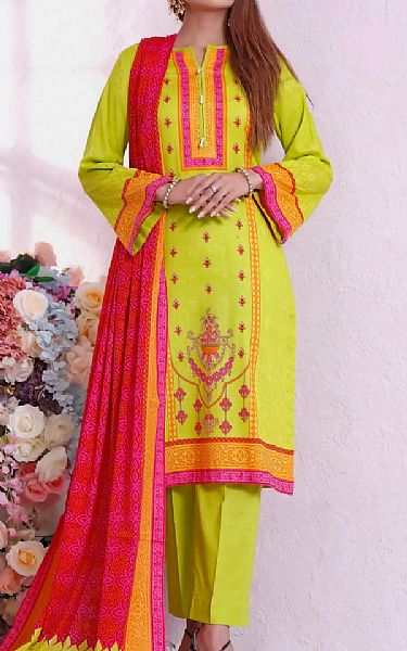 Vs Textile Neon Green Cambric Suit | Pakistani Dresses in USA- Image 1