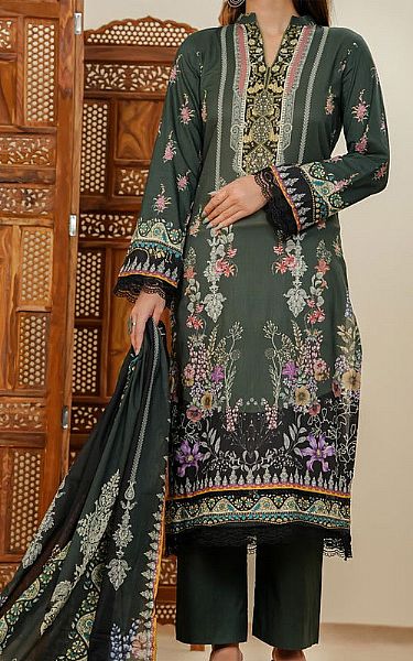 Vs Textile Green Lawn Suit | Pakistani Lawn Dress in USA- Image 1