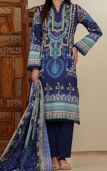 Vs Textile Royal Blue Lawn Suit | Pakistani Lawn Dress in USA- Image 1