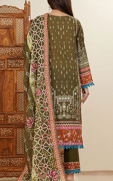 Vs Textile Olive Green Lawn Suit | Pakistani Lawn Dress in USA- Image 2