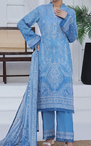 Vs Textile Ink Blue Lawn Suit | Pakistani Lawn Dress in USA- Image 1