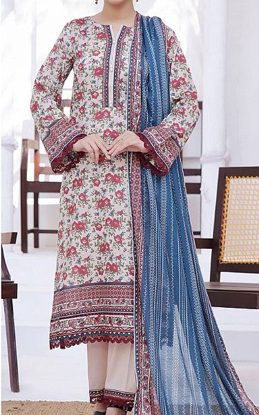 Vs Textile Ivory Lawn Suit | Pakistani Lawn Dress in USA- Image 1