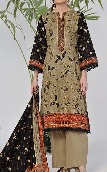 Vs Textile Pale Oyster Lawn Suit | Pakistani Lawn Suits- Image 1