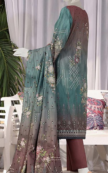 Vs Textile Greyish Turquoise Shimmery Suit | Pakistani Winter Dresses- Image 2