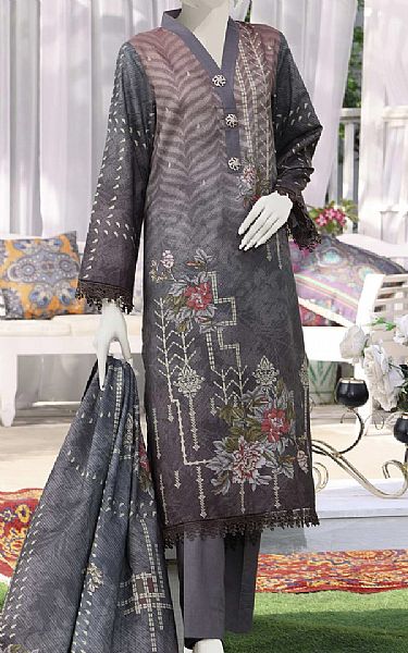 Vs Textile Dark Grey Shimmery Suit | Pakistani Winter Dresses- Image 1