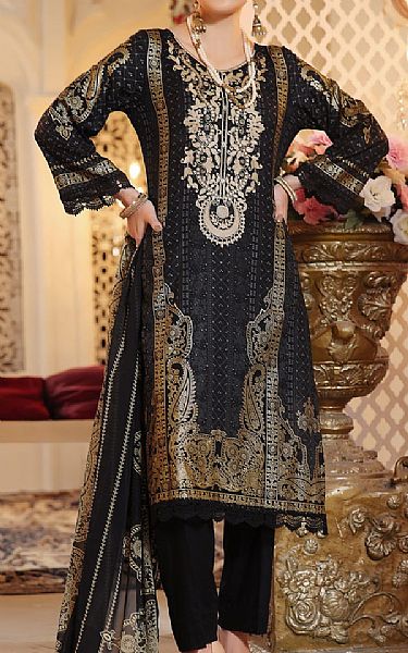 Vs Textile Black Lawn Suit | Pakistani Lawn Suits- Image 1