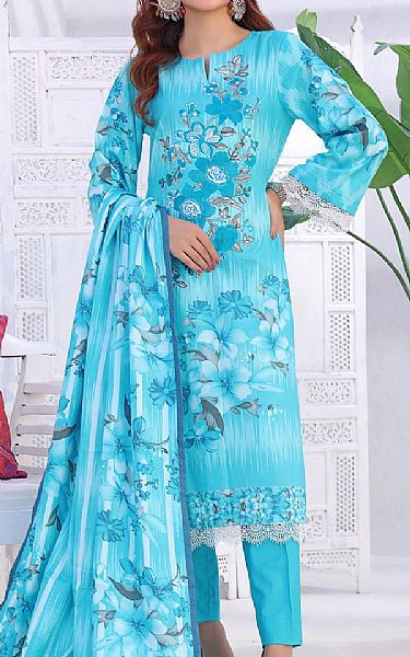 Vs Textile Turquoise Lawn Suit | Pakistani Lawn Suits- Image 1