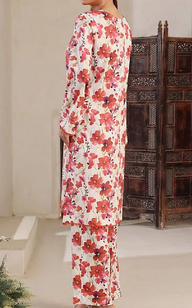 Vs Textile Off White/Dark Coral Cambric Suit (2 pcs) | Pakistani Winter Dresses in USA- Image 2