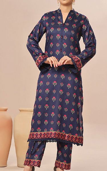 Vs Textile Navy Cambric Suit (2 Pcs) | Pakistani Winter Dresses in USA- Image 1