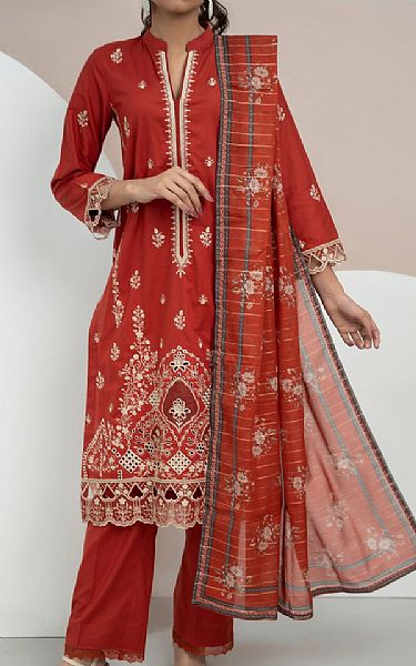 Vs Textile Persian Red Cotton Suit | Pakistani Winter Dresses in USA- Image 1
