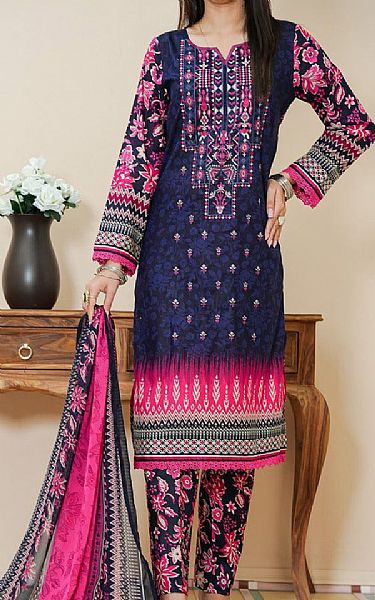 Vs Textile Navy Lawn Suit | Pakistani Lawn Dress in USA- Image 1