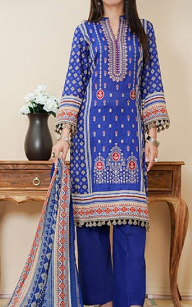 Vs Textile Royal Blue Lawn Suit | Pakistani Lawn Dress in USA- Image 1