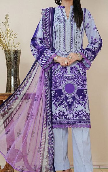 Vs Textile Cloudy Blue/Purple Lawn Suit | Pakistani Lawn Dress in USA- Image 1