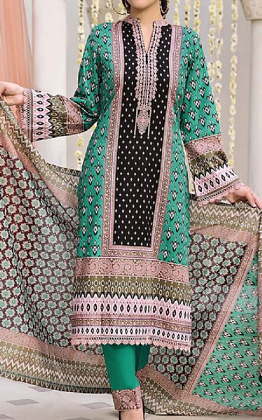 Vs Textile Green/Black Lawn Suit | Pakistani Lawn Dress in USA- Image 1