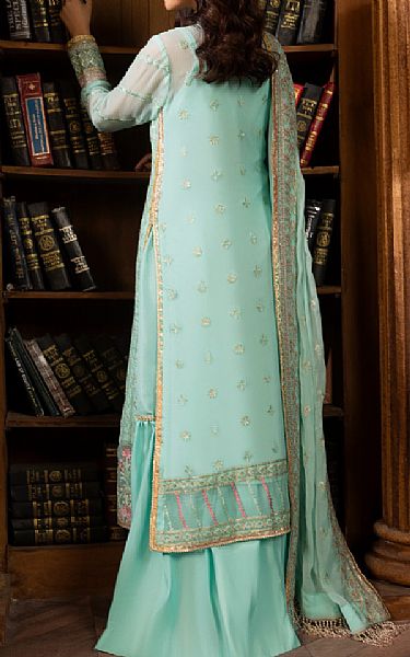 Vs Textile Light Turquoise Chiffon Suit | Pakistani Embroidered Chiffon Dresses- Image 2