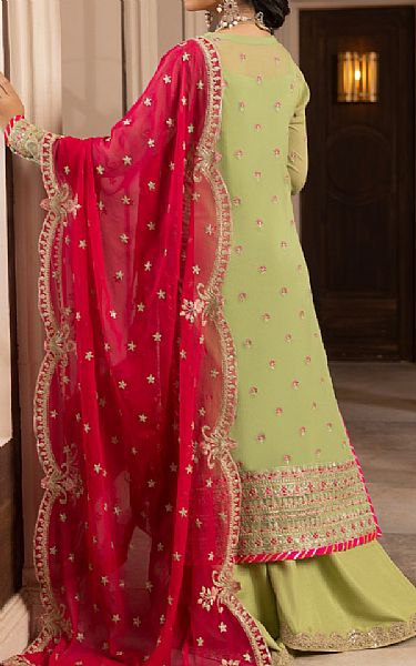 Vs Textile Light Olive Chiffon Suit | Pakistani Embroidered Chiffon Dresses- Image 2