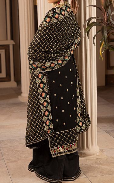 Vs Textile Black Chiffon Suit | Pakistani Embroidered Chiffon Dresses- Image 2