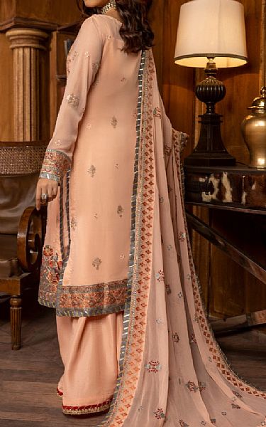 Vs Textile Peach Chiffon Suit | Pakistani Embroidered Chiffon Dresses- Image 2