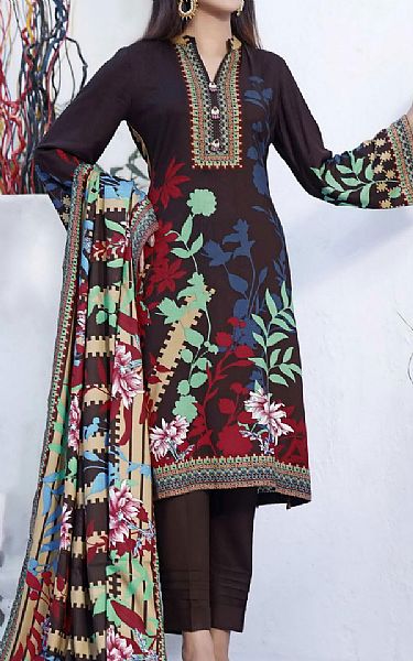 Vs Textile Redwood Brown Linen Suit | Pakistani Dresses in USA- Image 1