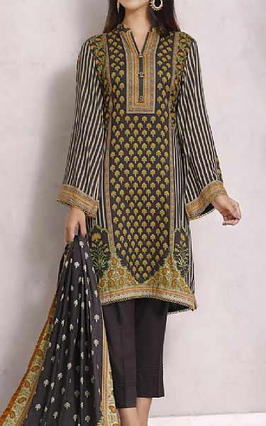Vs Textile Dark Grey Linen Suit | Pakistani Dresses in USA- Image 1