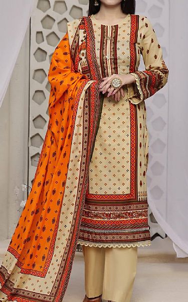 Vs Textile Sand Gold Lawn Suit | Pakistani Lawn Dress in USA- Image 1