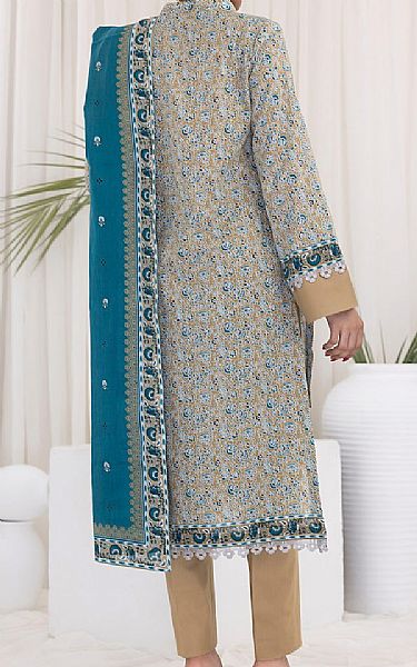 Vs Textile Tan/Blue Lawn Suit | Pakistani Lawn Dress in USA- Image 2
