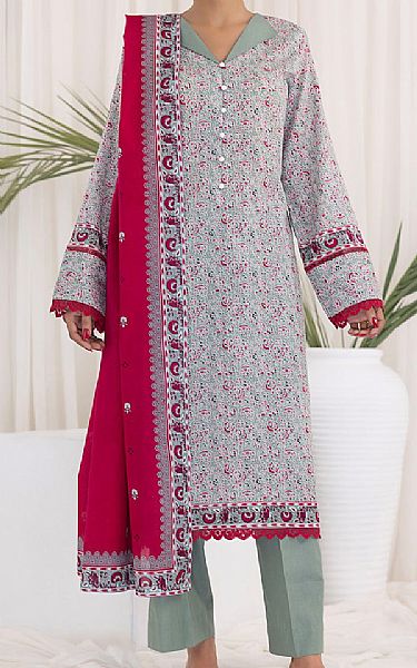 Vs Textile Grey/Cardinal Lawn Suit | Pakistani Lawn Dress in USA- Image 1