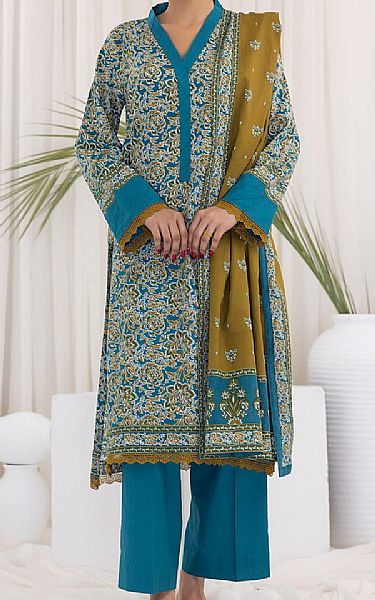 Vs Textile Teal Blue Lawn Suit | Pakistani Lawn Dress in USA- Image 1