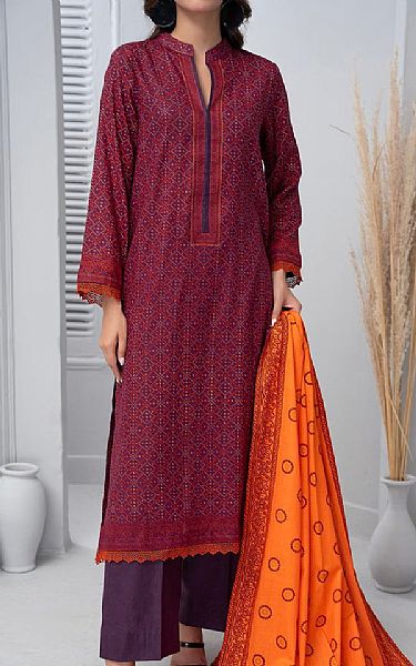 Vs Textile Egg Plant Lawn Suit | Pakistani Lawn Dress in USA- Image 1
