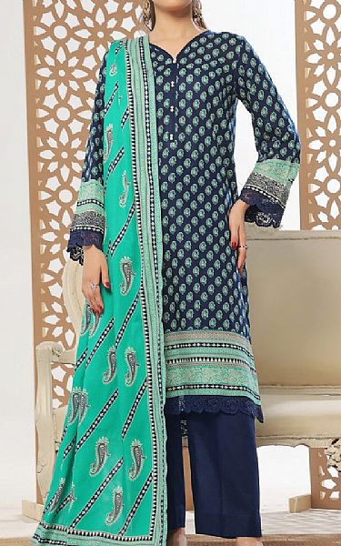 Vs Textile Navy Blue Lawn Suit | Pakistani Lawn Dress in USA- Image 1