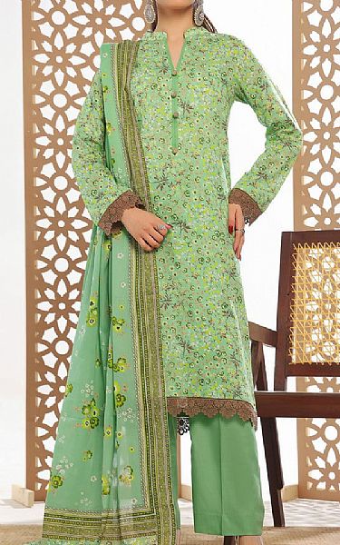 Vs Textile Light Green Lawn Suit | Pakistani Lawn Dress in USA- Image 1