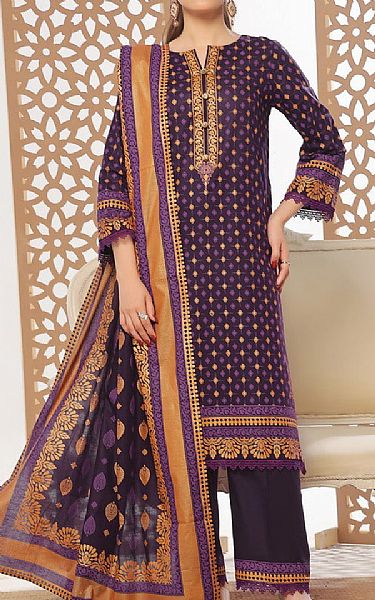 Vs Textile Egg Plant Lawn Suit | Pakistani Lawn Dress in USA- Image 1