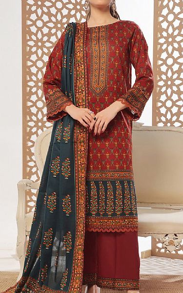Vs Textile Cornell Red Lawn Suit | Pakistani Lawn Dress in USA- Image 1