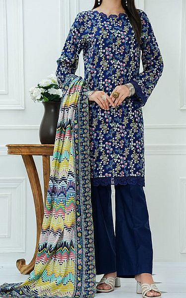 Vs Textile Navy Blue Lawn Suit | Pakistani Lawn Dress in USA- Image 1
