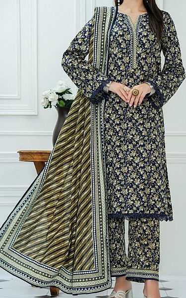 Vs Textile Olive/Blue Lawn Suit | Pakistani Lawn Dress in USA- Image 1