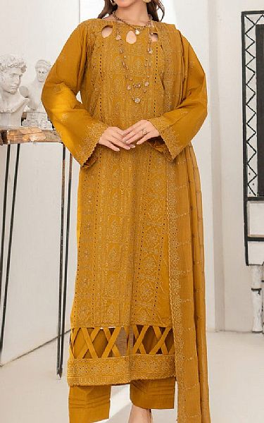 Vs Textile Golden Orange Lawn Suit | Pakistani Lawn Dress in USA- Image 1
